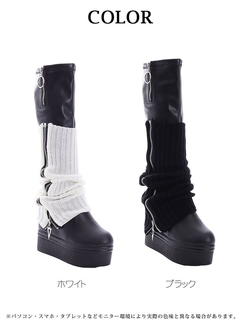 Bombshell goods zipper knit loose socks leg warmers leg covers baggy street dancer y2K landmine Bbomb