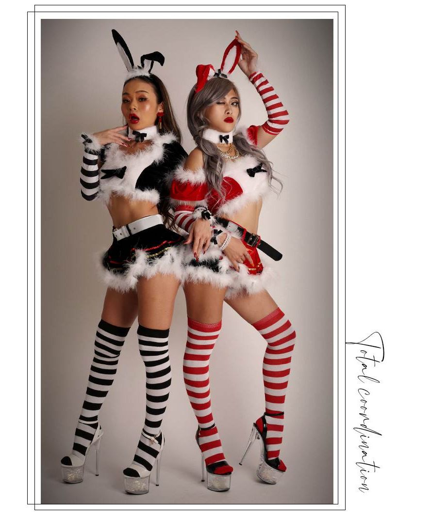 ボムシェル bombshell コスプレ サンタ コスプレ クリスマス バニーガール うさぎ ステージ衣装 クラブ衣装 仮装 豪華セット 赤 bombshell
