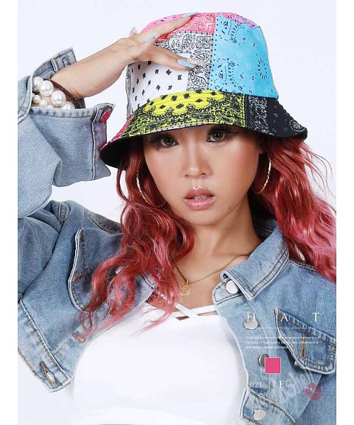 ボムシェル bombshell グッズ 帽子 ハット ペイズリー柄 バケットハット リバーシブルー バンダナ柄 イベント衣装 ダンサー衣装 ダンス衣装 普段着 Bbomb