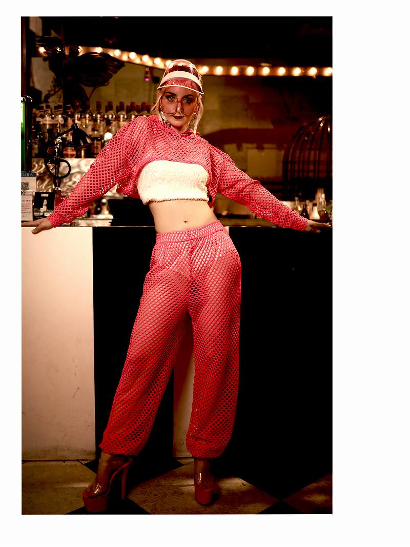 パンツ・サルエルパンツ パンツ ロングパンツ サルエルパンツ メッシュ ボトムス ワンカラー コスチューム レディース ダンス衣装 ヒップホップ衣装 bombshell ブラック