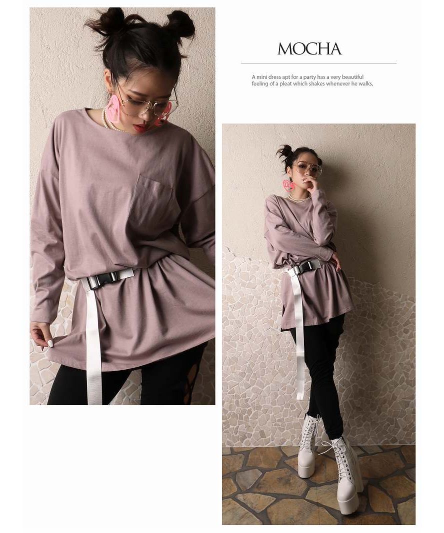 ボムシェル bombshell 長袖Tシャツ ビッグサイズ 長袖トップス ポケット付き カットソー ダンサー ヒップホップ B系 ストリート ダンス オーバーサイズ Bbomb