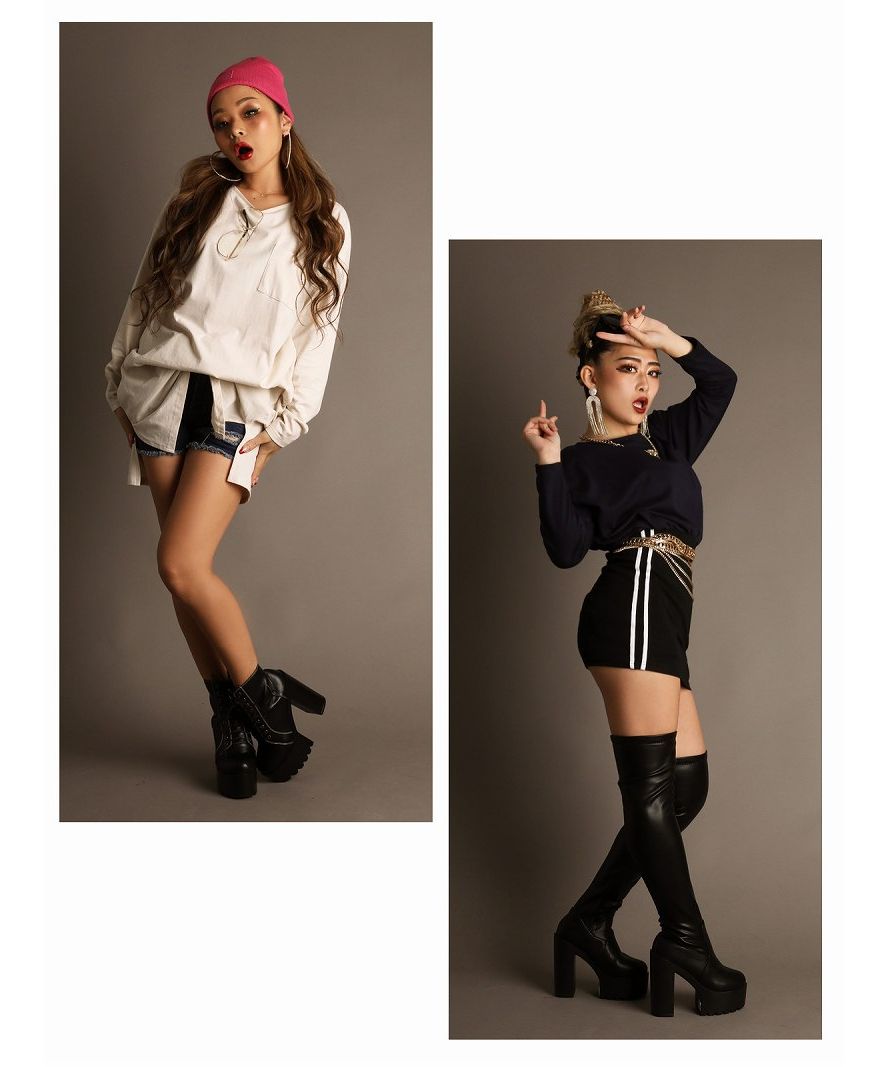 ボムシェル bombshell 長袖Tシャツ ビッグサイズ 長袖トップス ポケット付き カットソー ダンサー ヒップホップ B系 ストリート ダンス オーバーサイズ Bbomb