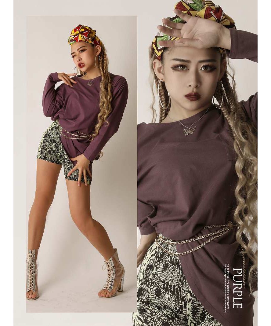 ボムシェル bombshell 長袖Tシャツ ビッグサイズ 長袖トップス ポケット付き カットソー ダンサー ヒップホップ B系 ストリート ダンス オーバーサイズ Bbomb