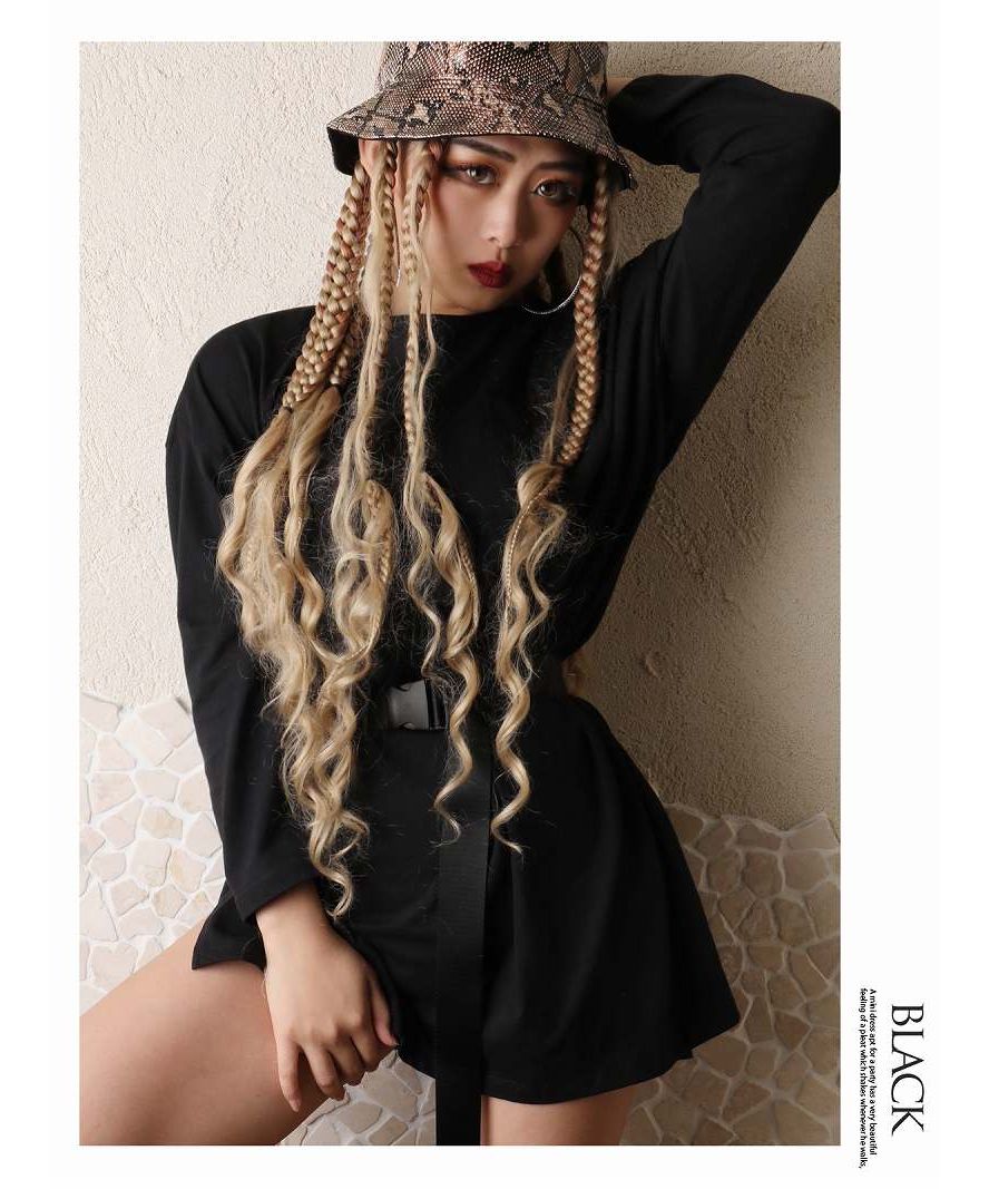 ボムシェル bombshell 長袖Tシャツ ビッグサイズ 長袖トップス ポケット付き カットソー ダンサー ヒップホップ B系 ストリート ダンス オーバーサイズ Bbomb