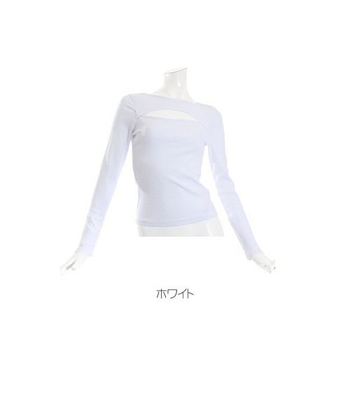 ボムシェル bombshell 長袖Tシャツ カットソー ニット Tシャツ カットアウト チラ見せ インポート 長袖 韓国 ストリートファッション バストカット bombshell
