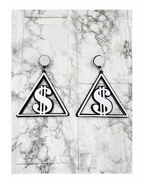 ボムシェル bombshell アクセサリー ドルマーク トライアングル ピアス アクリル 三角 モノトーン ダンスアクセ ビッグサイズ 大ぶり ダンス衣装 bombshell