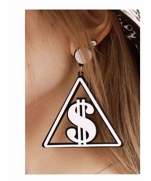 ボムシェル bombshell アクセサリー ドルマーク トライアングル ピアス アクリル 三角 モノトーン ダンスアクセ ビッグサイズ 大ぶり ダンス衣装 bombshell