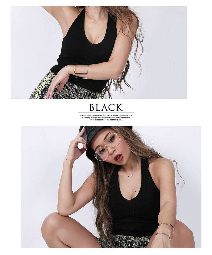 ボムシェル bombshell キャミソール・タンクトップ ニット キャミソール タンクトップ ショート丈 激安 インナー シンプル ダンス衣装 ホルターネック プチプラ Bbomb