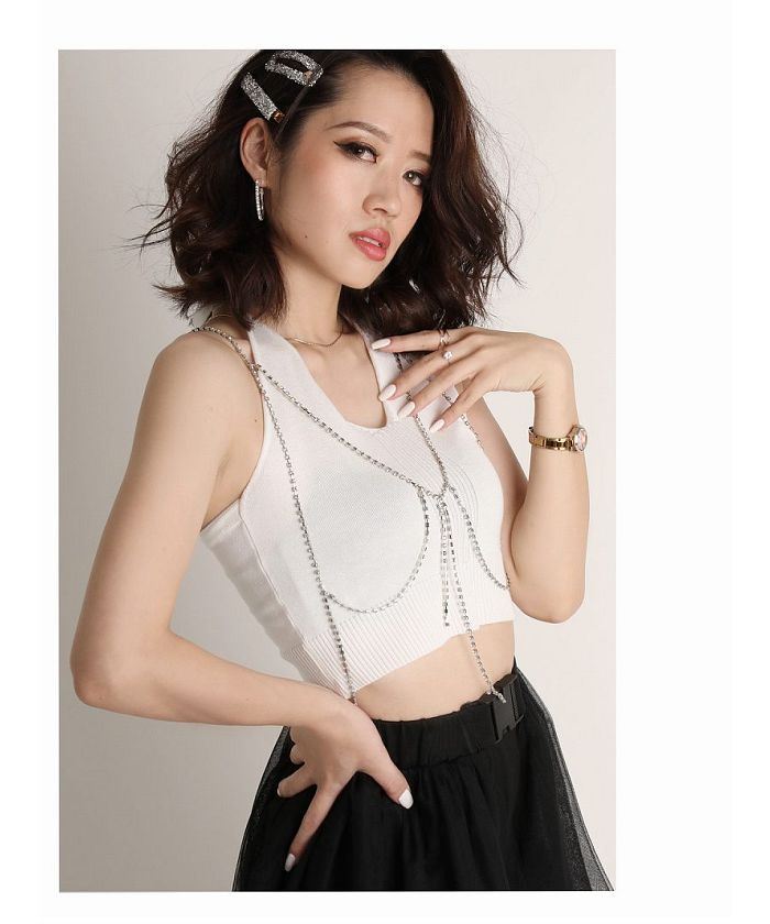 ボムシェル bombshell キャミソール・タンクトップ ニット キャミソール タンクトップ ショート丈 激安 インナー シンプル ダンス衣装 ホルターネック プチプラ Bbomb