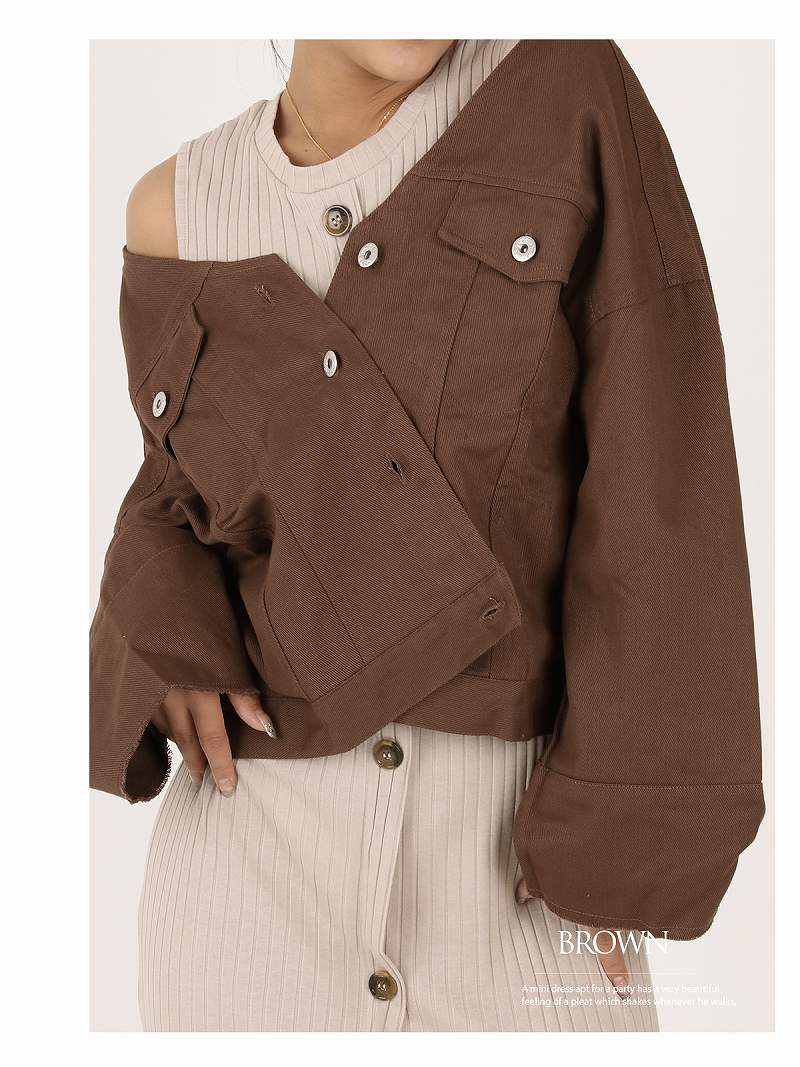 ボムシェル bombshell ジャケット・ブルゾン 肩落とし ノーカラージャケット アウター ジャケット レディース シンプル ライトアウター カラージャケット ダンス 衣装 Bbomb