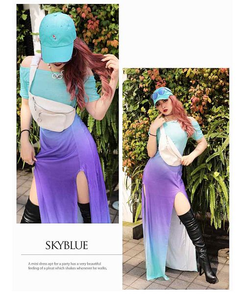 ボムシェル bombshell ワンピース ネオンカラーワンピース ワンピース マキシ丈 ロングワンピース 袖付き スリット 派手 ダンス衣装 コスチューム レディース Bbomb