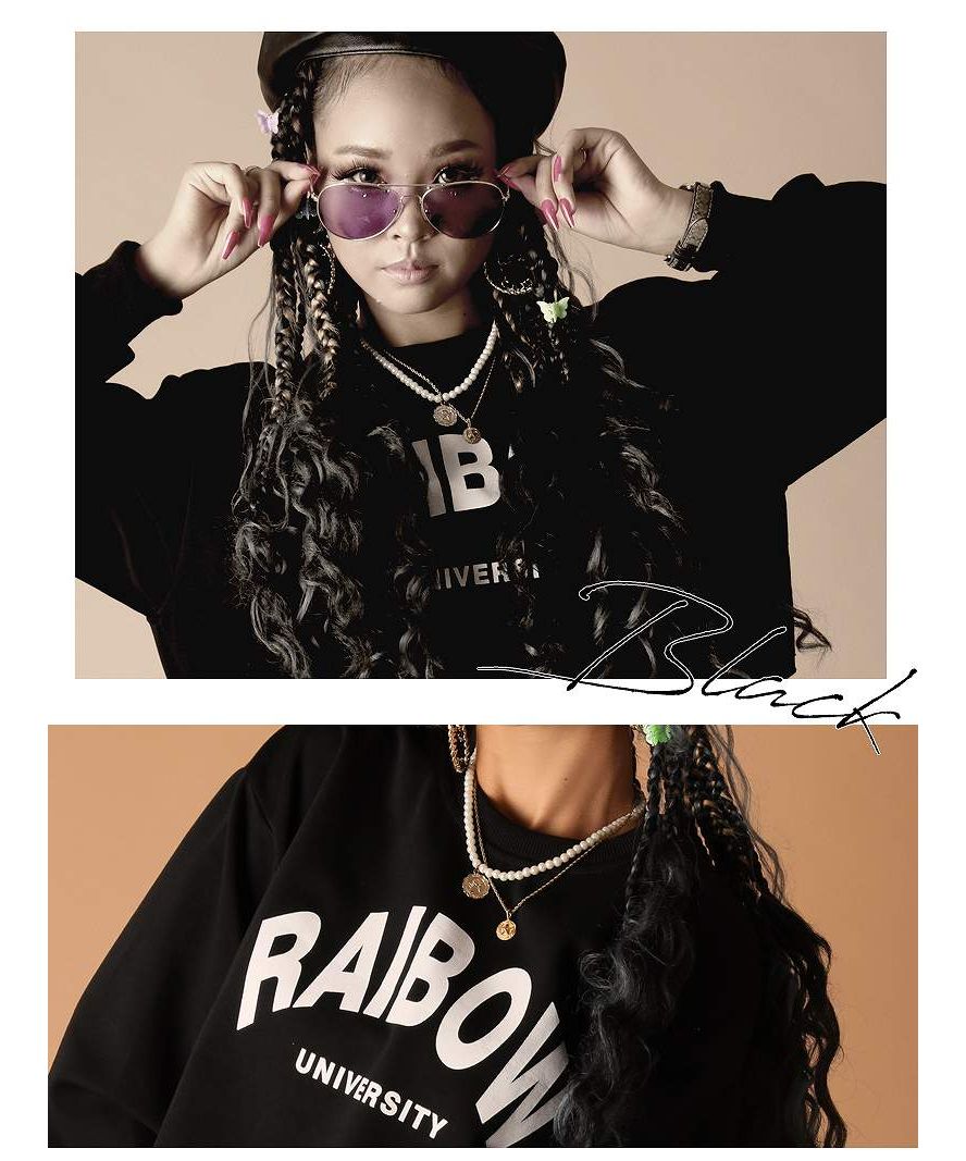 パーカー・トレーナー ショート丈 ロゴ ボリューム袖 トレーナー 切りっぱなし 長袖 へそ出し ダボダボ スウェット ストリートファッション Bbomb レッド