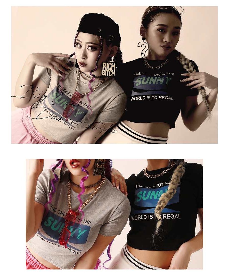 ボムシェル bombshell 半袖Tシャツ Tシャツ 半袖 ミニT トップス カットソー ショート丈 ヘソ出し 原色カラー 韓国ファッション ラウンドネック Bbomb