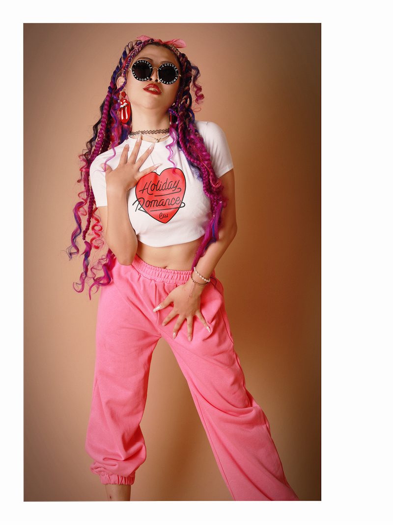 ボムシェル bombshell 半袖Tシャツ トップス Tシャツ 半袖 クロップ ショート ハート プリント ヘソ出し ミニ 小さめ Bbomb