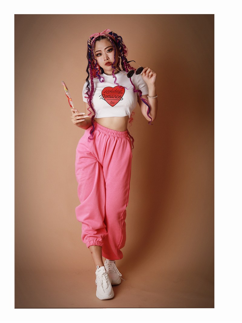 ボムシェル bombshell 半袖Tシャツ トップス Tシャツ 半袖 クロップ ショート ハート プリント ヘソ出し ミニ 小さめ Bbomb