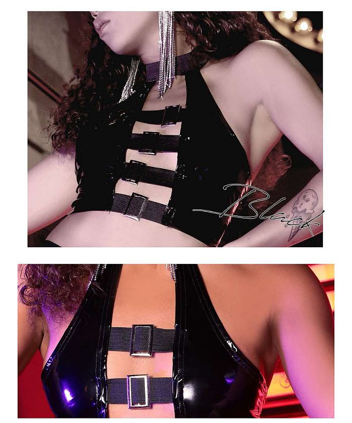 ボムシェル bombshell ブラトップ・チューブトップ・ベアトップ セクシー ボンテージ ダンス衣装 インポート エナメル 映え 衣装 ド派手 クラブ フェス bombshell (ブラック) ブラック