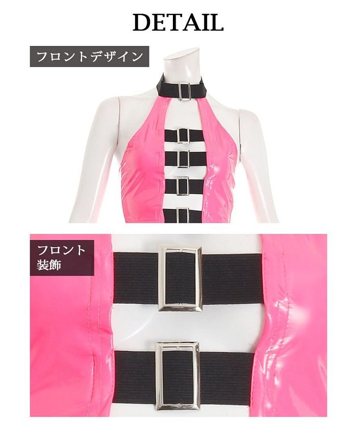 ボムシェル bombshell ブラトップ・チューブトップ・ベアトップ セクシー ボンテージ ダンス衣装 インポート エナメル 映え 衣装 ド派手 クラブ フェス bombshell (ブラック) ブラック