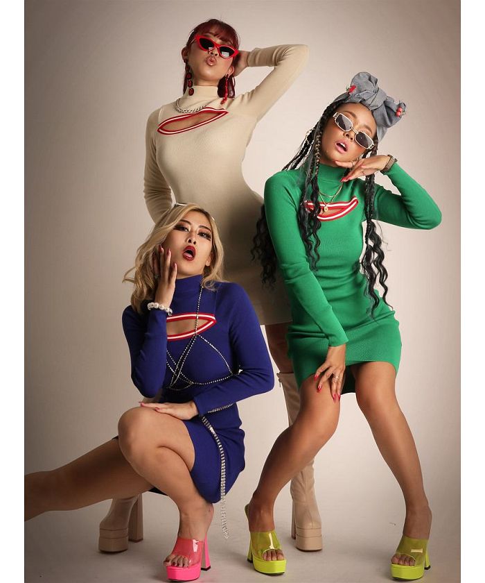 ボムシェル bombshell ワンピース セクシー 胸開き リブニット タイトワンピース 派手 ライン ミニワンピ 海外ファッション 長袖 クラブ Bbomb (ブルー) ブルー