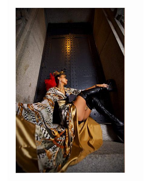 ボムシェル bombshell 和装 和柄 着物ドレス ヒョウ柄 スカーフ柄 レオパード サテン よさこい ステージ衣装 ダンス衣装 コスチューム bombshell