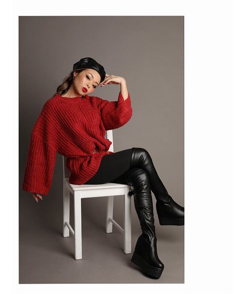 ボムシェル bombshell ニット ボリューム セーター トレーナー 長袖 ボリューム袖 ニットワンピース オーバーサイズ ビッグサイズ 起毛 ストリートファッション Bbomb