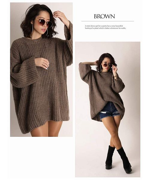 ボムシェル bombshell ニット ボリューム セーター トレーナー 長袖 ボリューム袖 ニットワンピース オーバーサイズ ビッグサイズ 起毛 ストリートファッション Bbomb