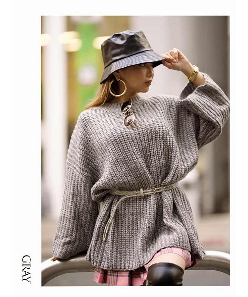 ボムシェル bombshell ニット ボリューム セーター トレーナー 長袖 ボリューム袖 ニットワンピース オーバーサイズ ビッグサイズ 起毛 ストリートファッション Bbomb