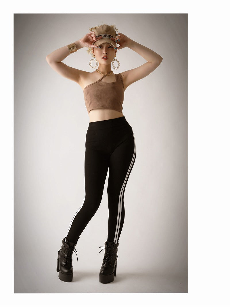 Bombshell camisole tank top tank top tops with cups asymmetrical one-shoulder sexy cropped midriff rib knit vivid color Bb