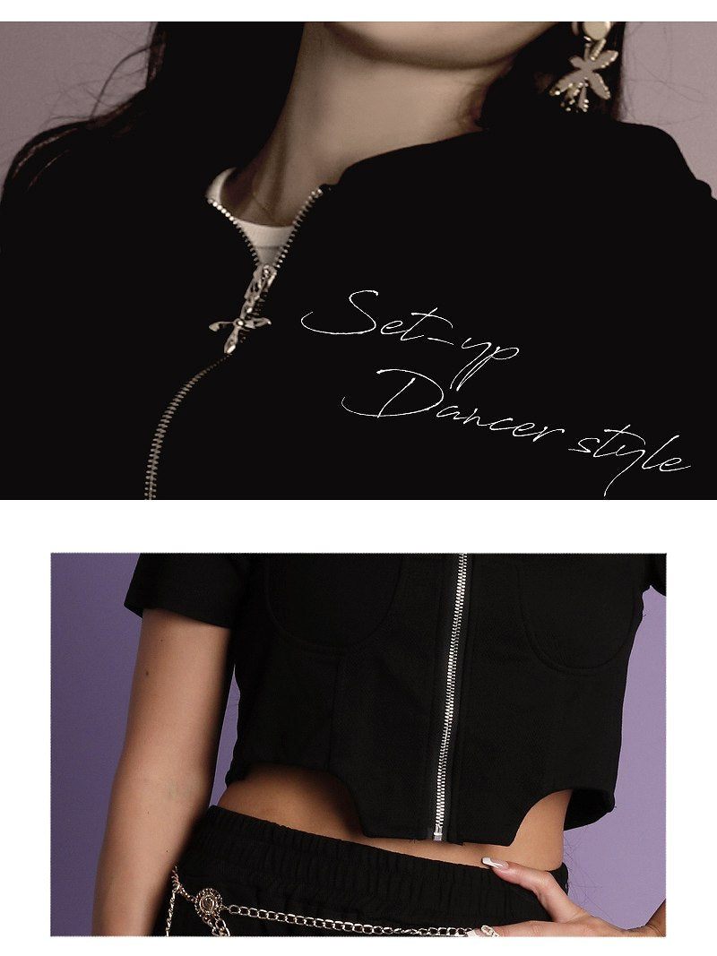 ボムシェル bombshell セットアップ セットアップ 半袖 サイドカット ジップ ミニ トップス ワイドパンツ フード ポケット インポート Bbomb