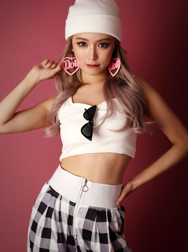 ボムシェル bombshell セットアップ 派手 バイカラー クロップド丈 夏 脚長効果 映え レトロ 韓国 Y2K ウエストゴム Bbomb