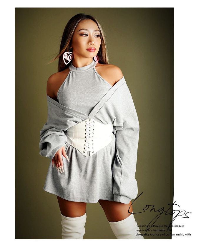 ボムシェル bombshell 長袖カットソー オーバーサイズ トレーナー キャミソール トップス セットアップ 海外 個性派 ダンサー 長袖 インポート Bbomb