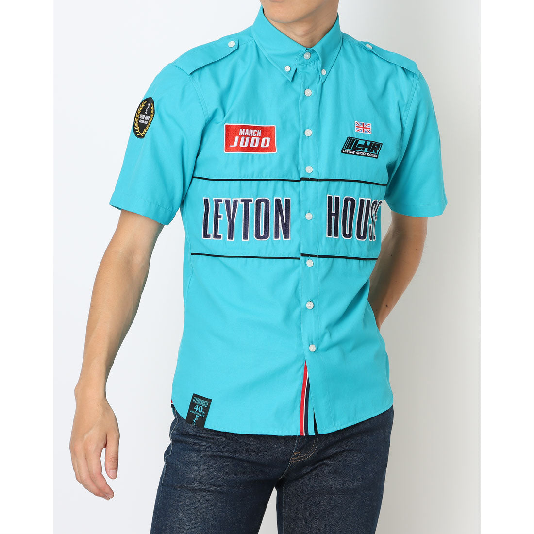 レイトンハウス LEYTON HOUSE LEYTON HOUSE レイトンハウス アニバーサリーモデル メンズ 半袖 レーシングシャツ (レイトンブルー) レイトンブルー