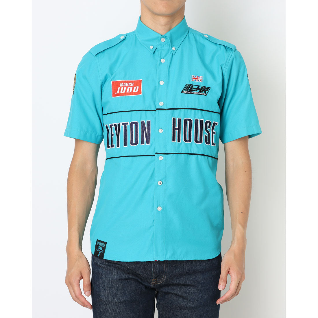 レイトンハウス LEYTON HOUSE LEYTON HOUSE レイトンハウス アニバーサリーモデル メンズ 半袖 レーシングシャツ (レイトンブルー) レイトンブルー