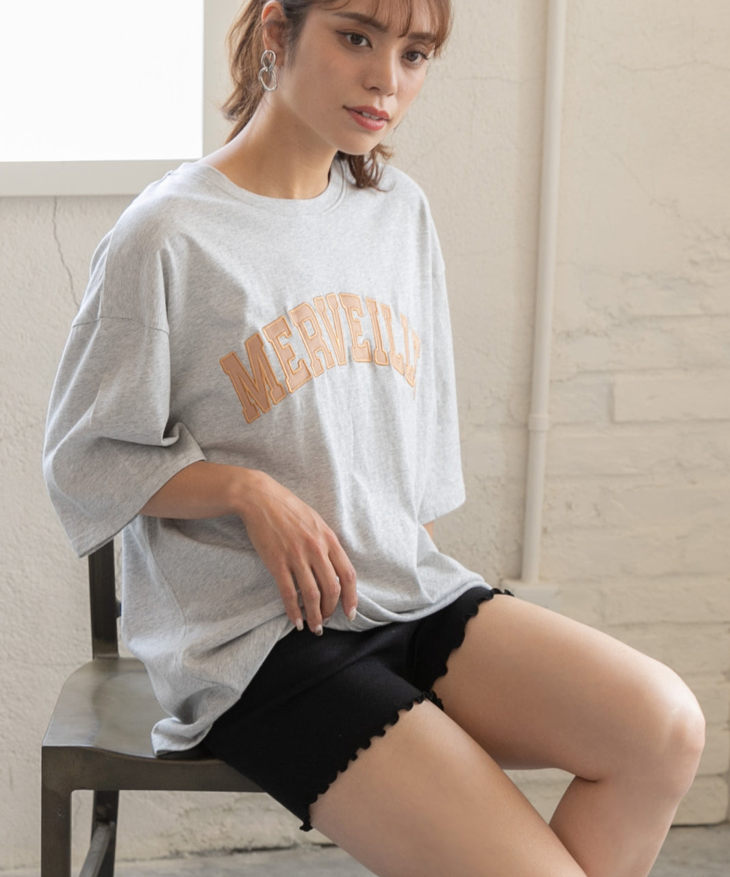 アドティエ ad thie リブインナーペチパンツ 裾メロー ショートパンツゴム