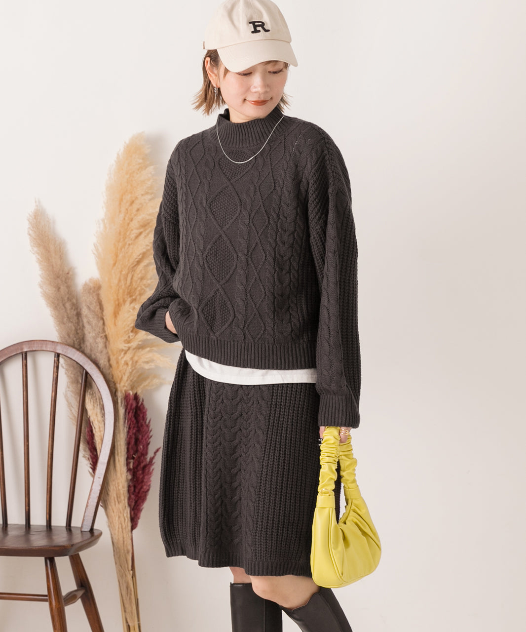 アドティエ ad thie ケーブルニットセットアップ