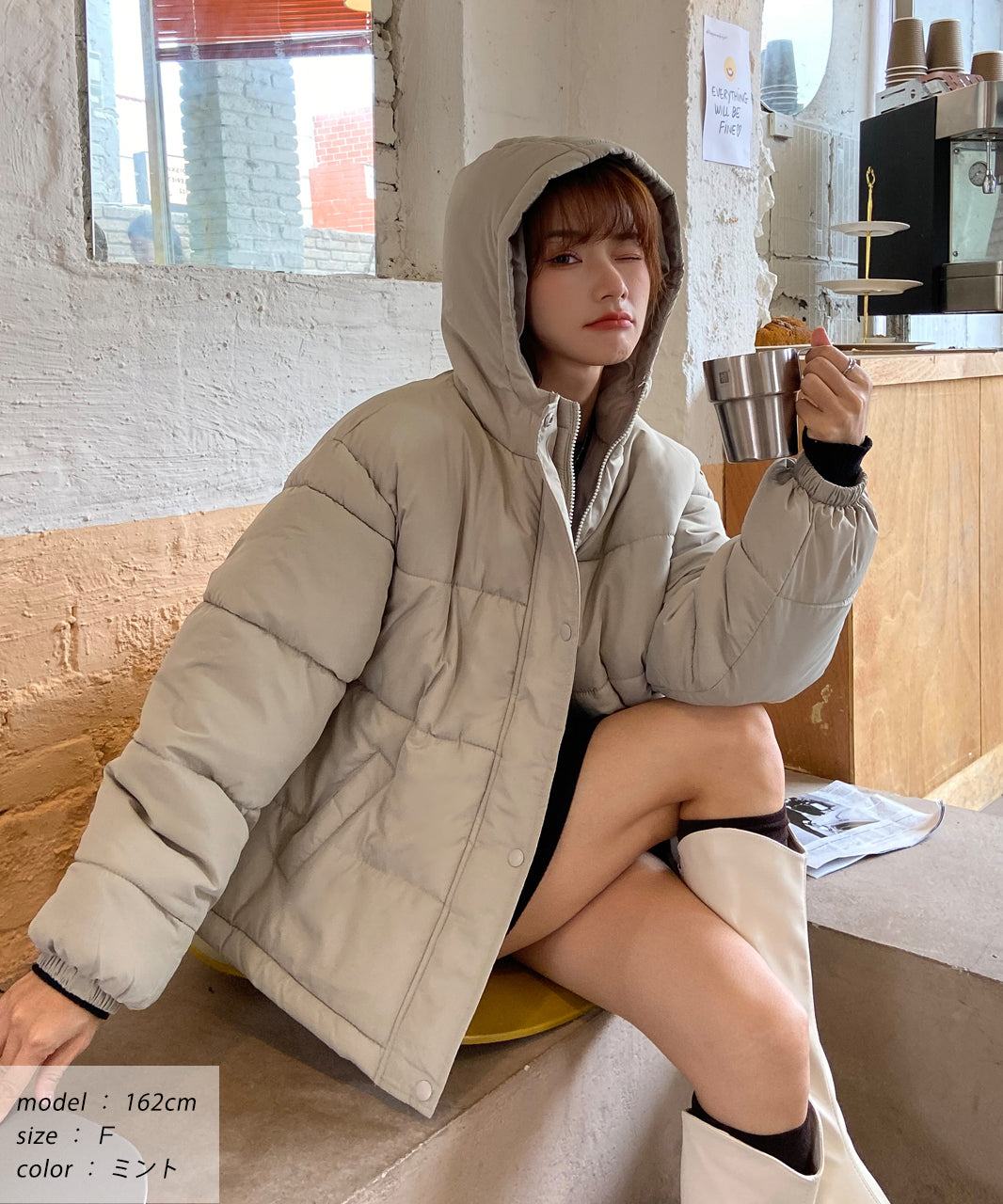 アドティエ ad thie フード付きエコダウンブルゾン