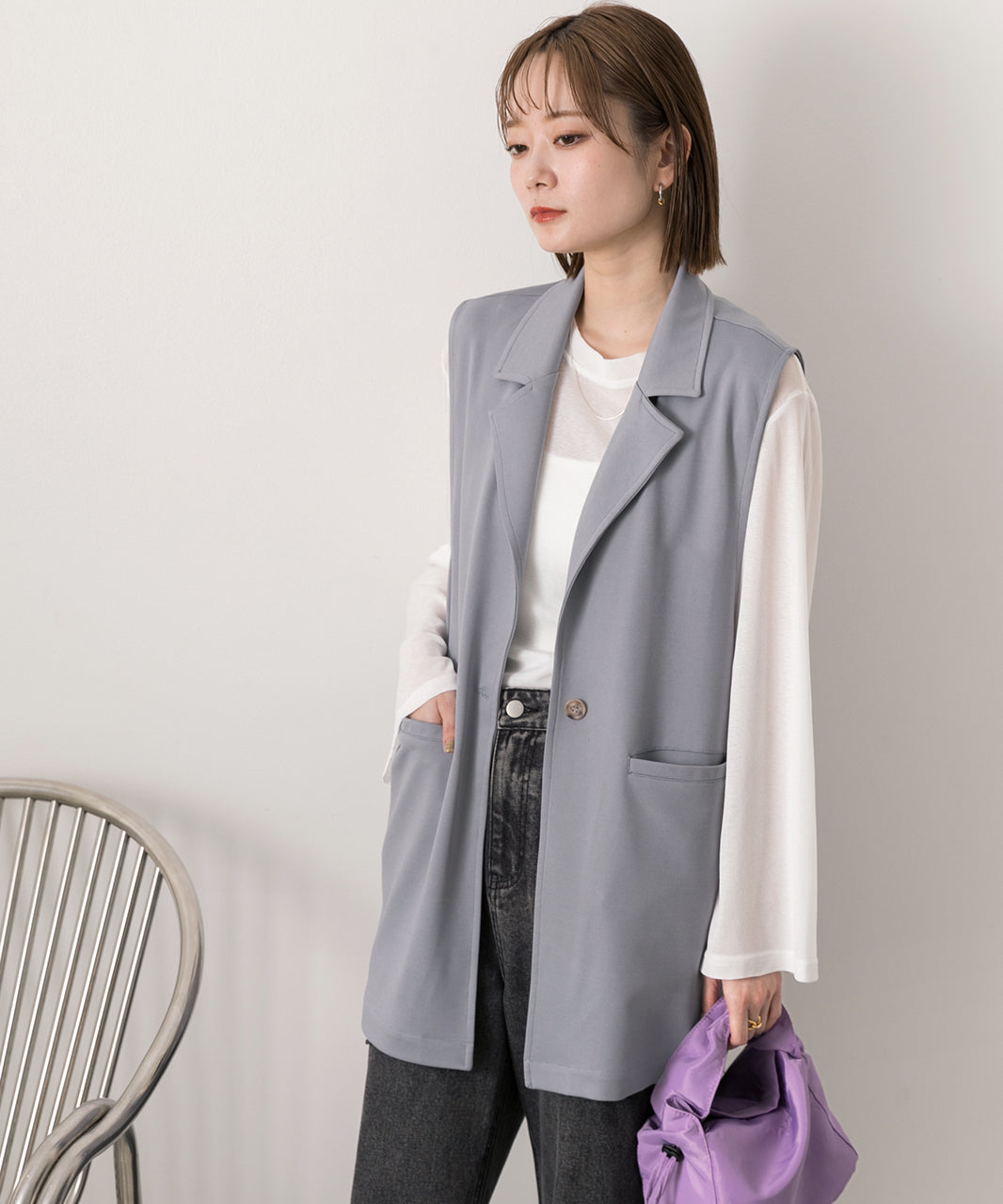 Adthie Easy to Move and Comfortable Stretch Material Tailored Gilet with Pockets