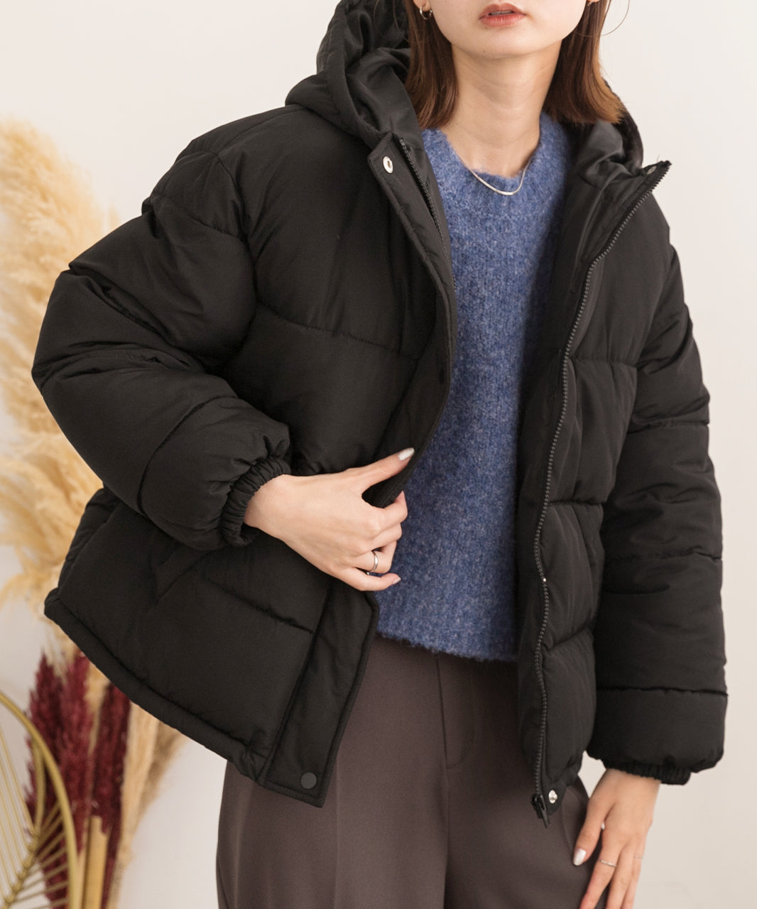 アドティエ ad thie 【2023AW新作】連帽短版蓬鬆生態羽絨