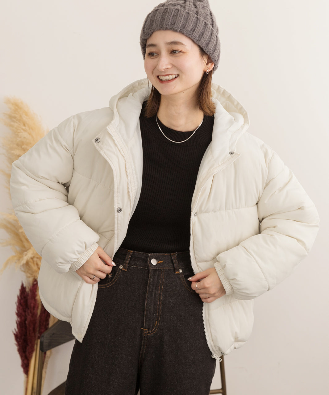 アドティエ ad thie 【2023AW新作】連帽短版蓬鬆生態羽絨