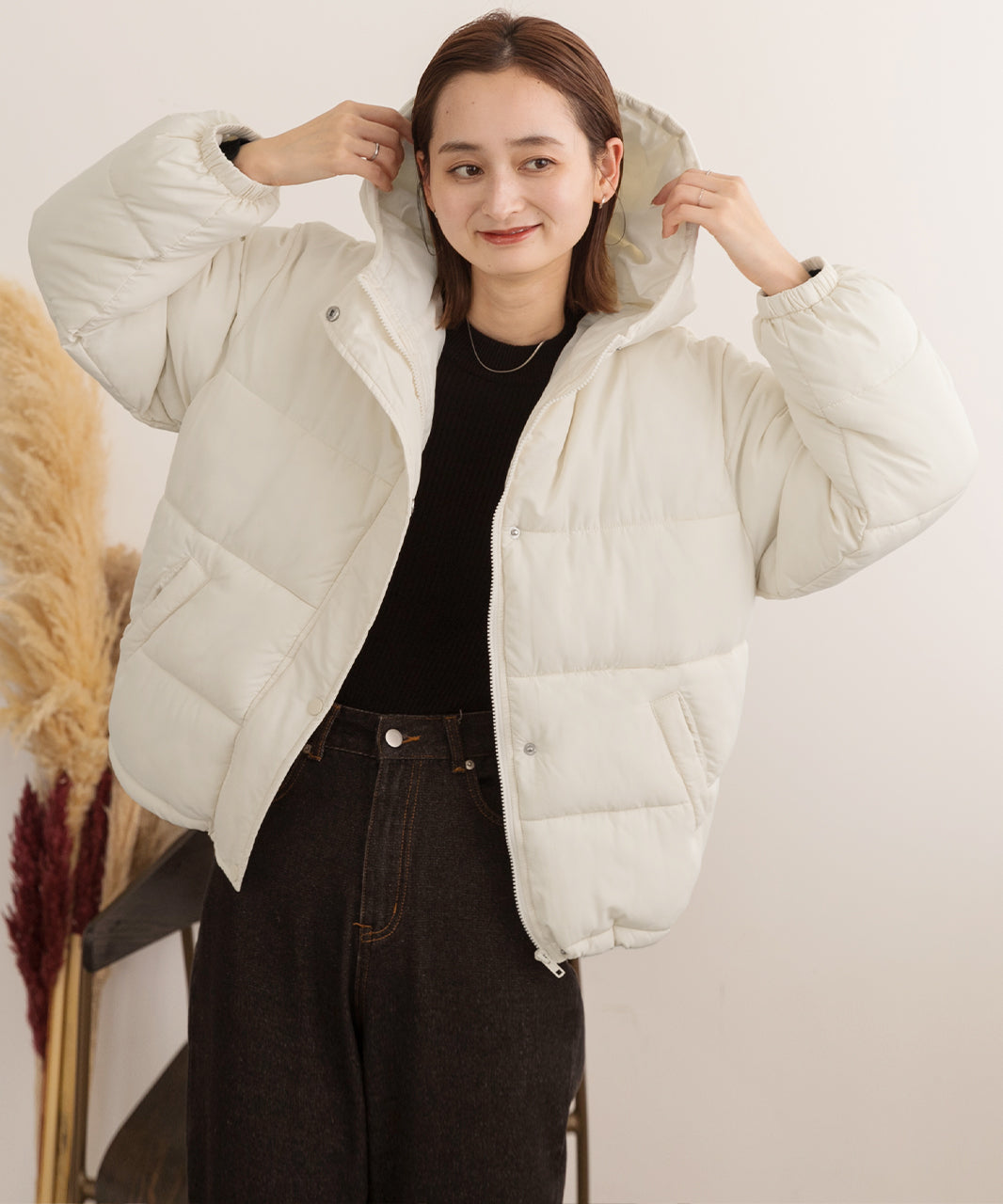 アドティエ ad thie 【2023AW新作】連帽短版蓬鬆生態羽絨