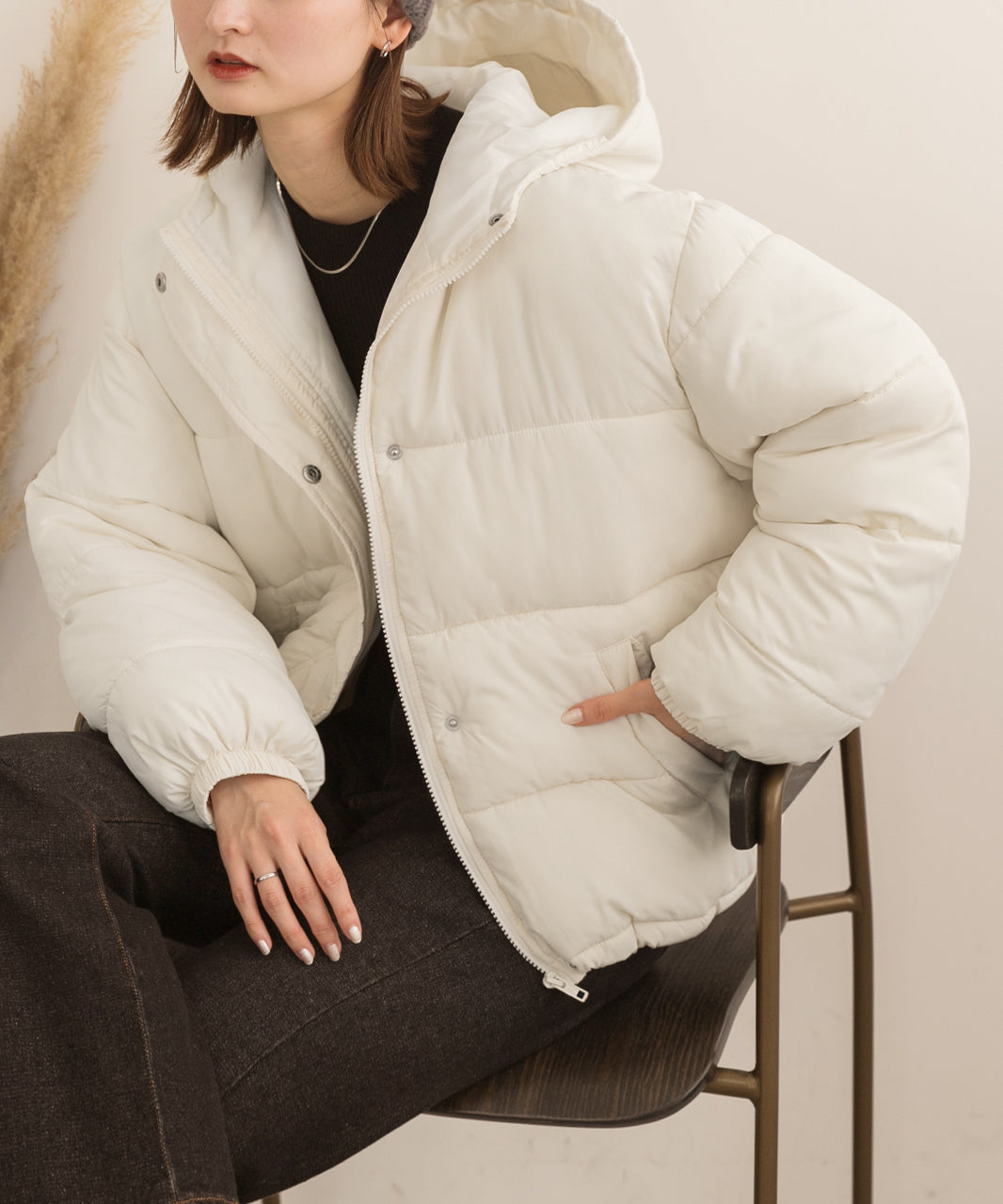 アドティエ ad thie 【2023AW新作】連帽短版蓬鬆生態羽絨