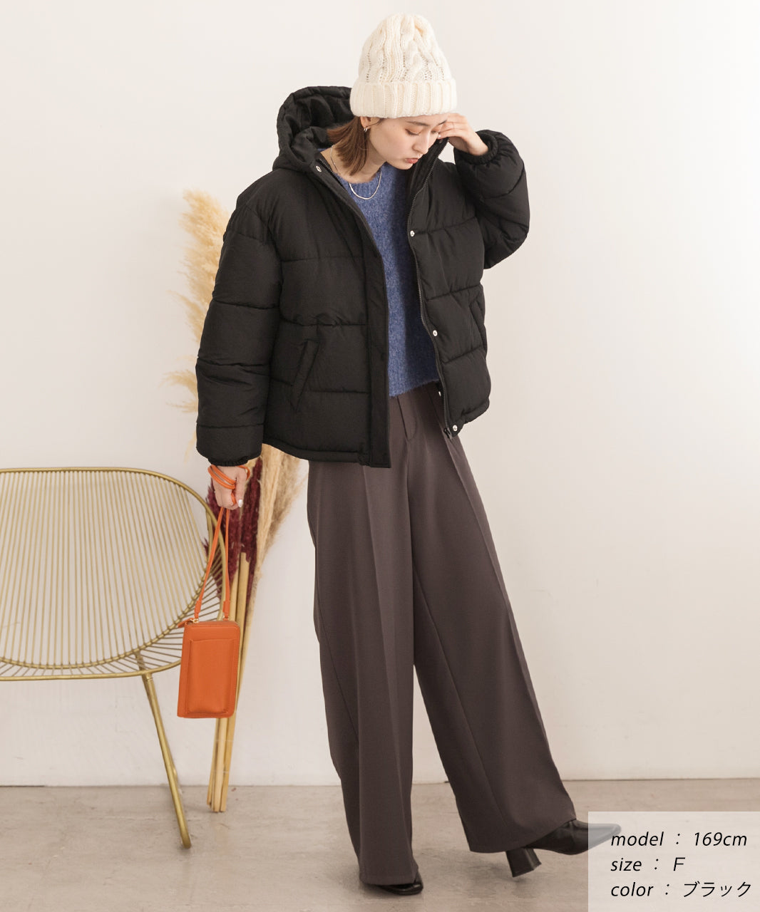 アドティエ ad thie 【2023AW新作】連帽短版蓬鬆生態羽絨