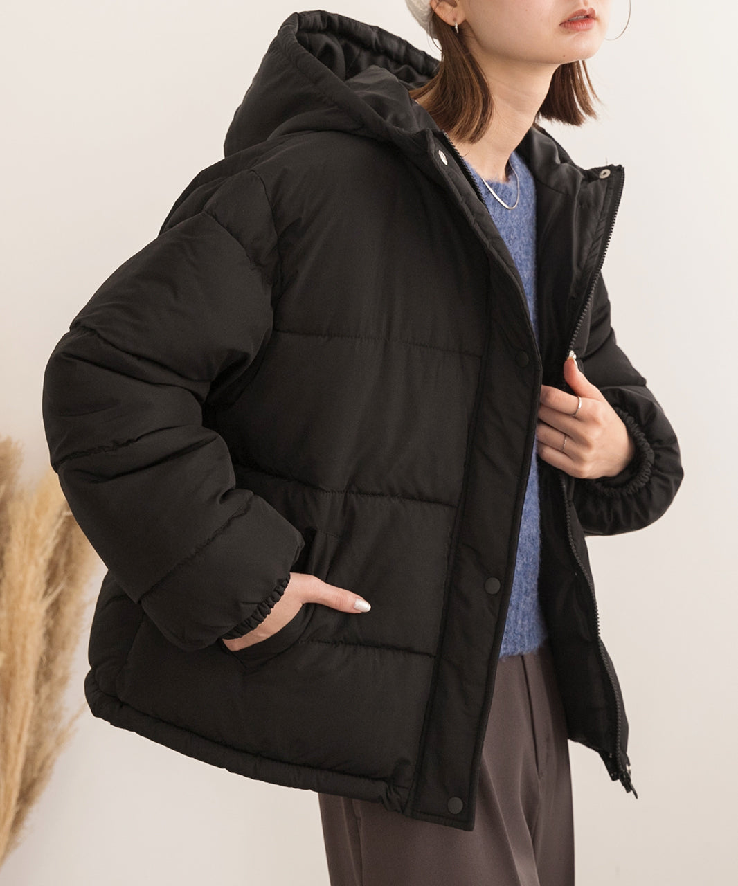 アドティエ ad thie 【2023AW新作】連帽短版蓬鬆生態羽絨