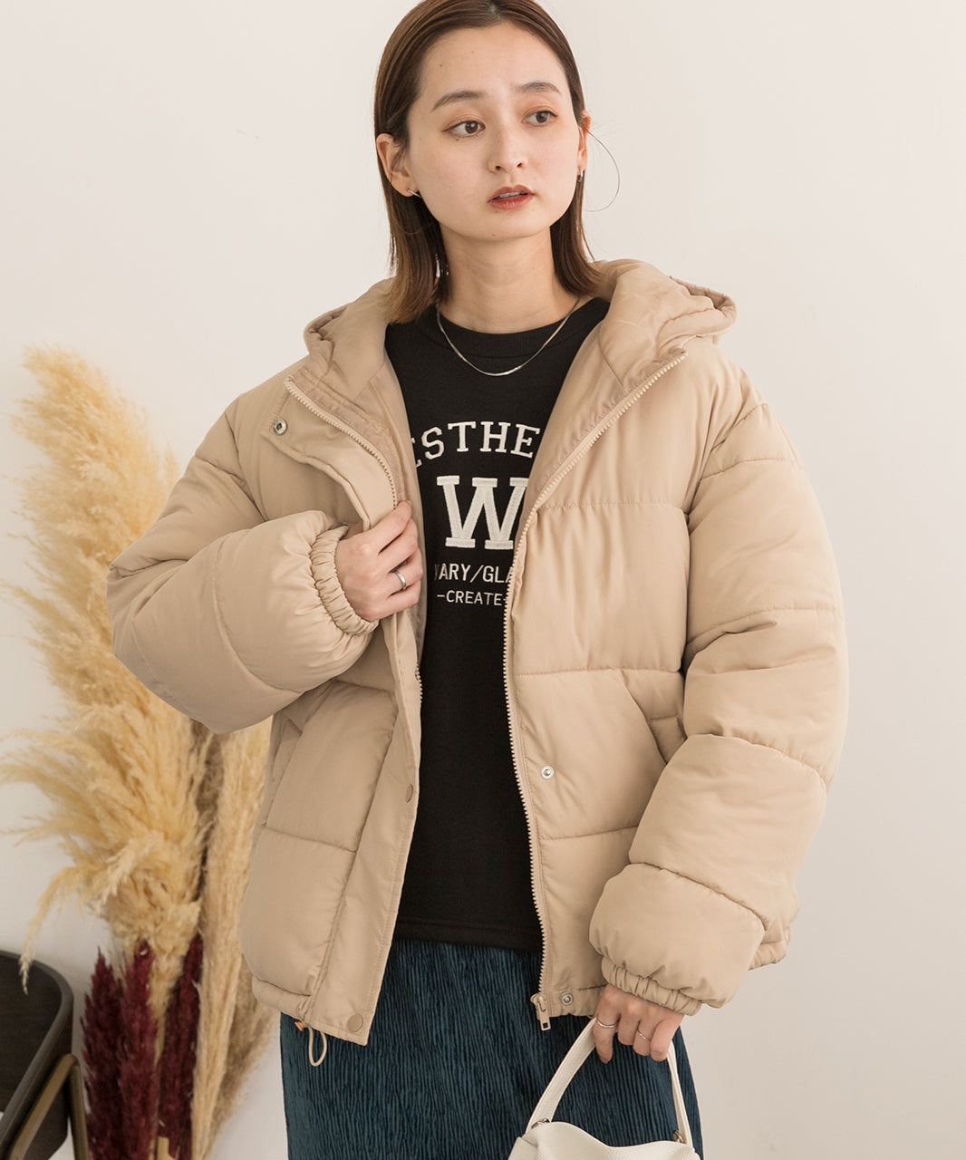 アドティエ ad thie 【2023AW新作】連帽短版蓬鬆生態羽絨