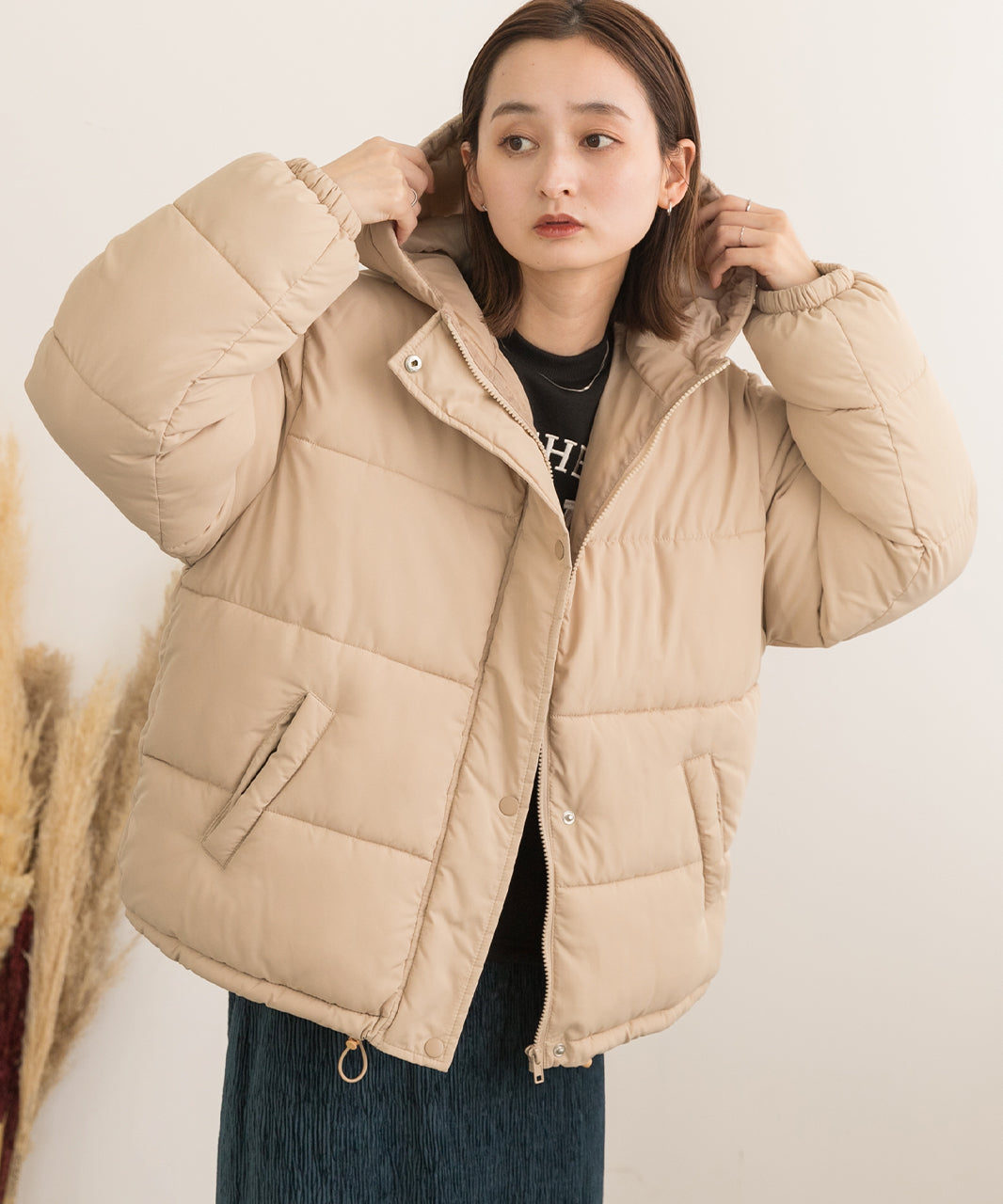 アドティエ ad thie 【2023AW新作】連帽短版蓬鬆生態羽絨