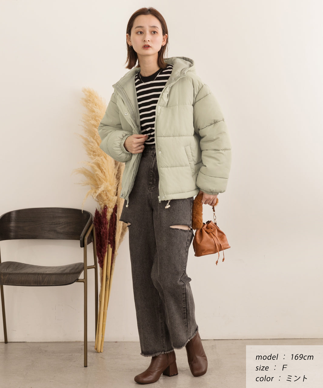 アドティエ ad thie 【2023AW新作】連帽短版蓬鬆生態羽絨