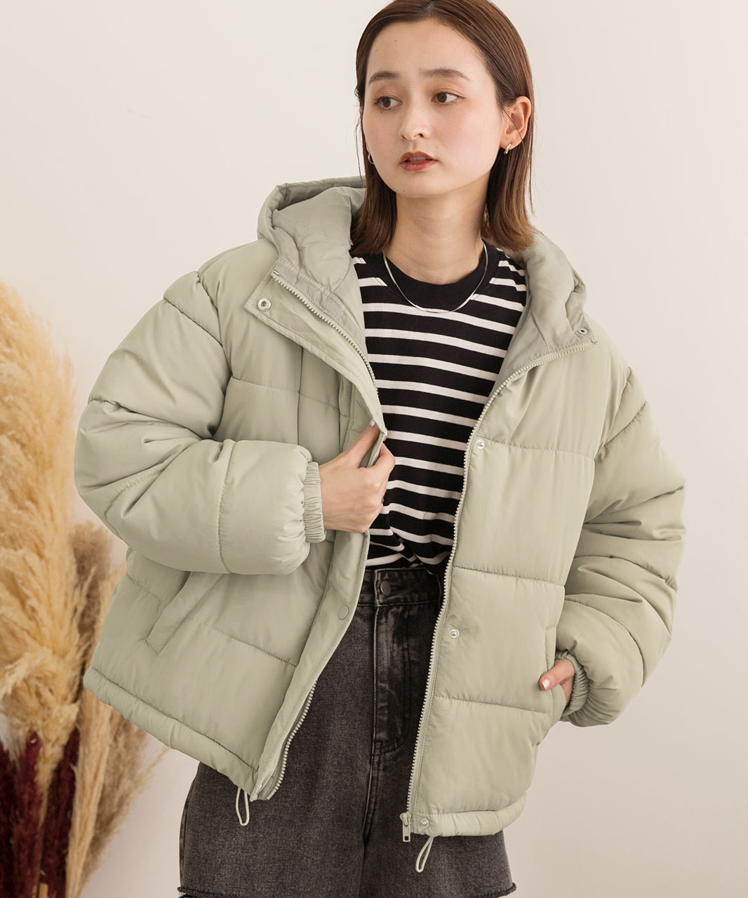 アドティエ ad thie 【2023AW新作】連帽短版蓬鬆生態羽絨