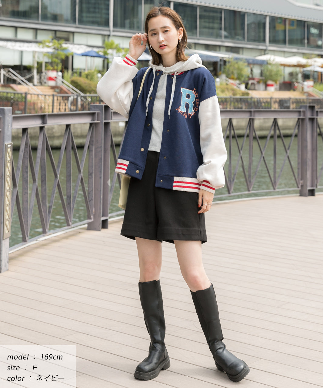 アドティエ ad thie パイルワッペン 刺繍ロゴ 裏起毛スタジャン 秋服 秋 冬服 冬 (ネイビー) ネイビー