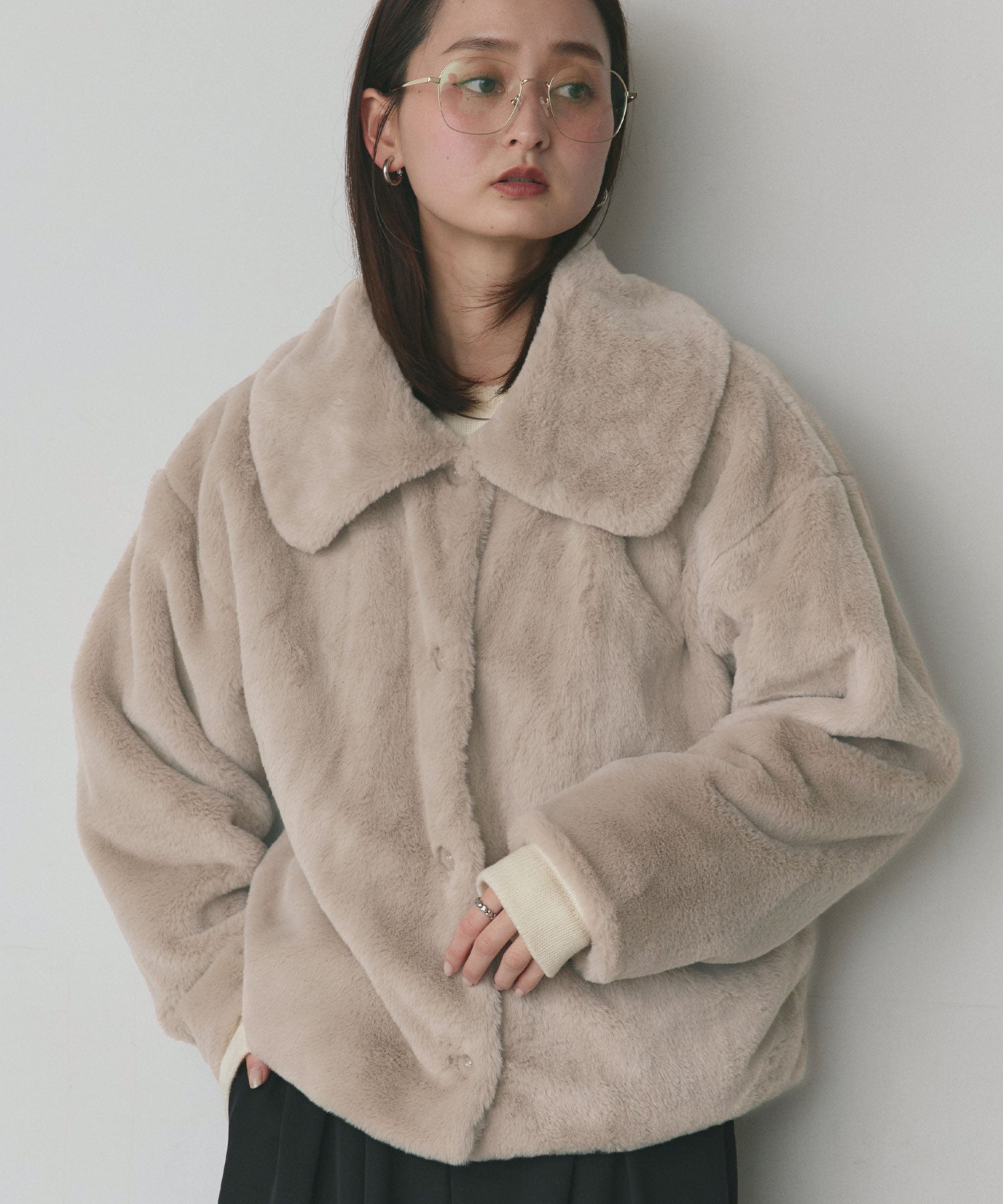 アドティエ ad thie ふわふわソフトタッチ 衿付きエコファージャケット 秋服 秋 冬服 冬 (ピンク) ピンク