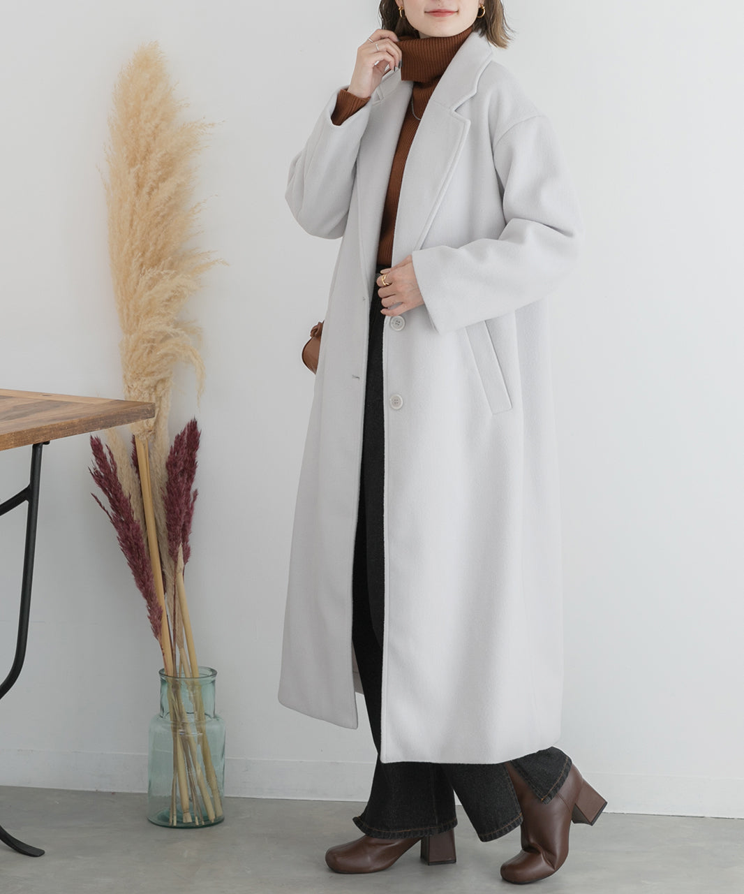 アドティエ ad thie ウールタッチ チェスターロングコート 秋服 秋 冬服 冬