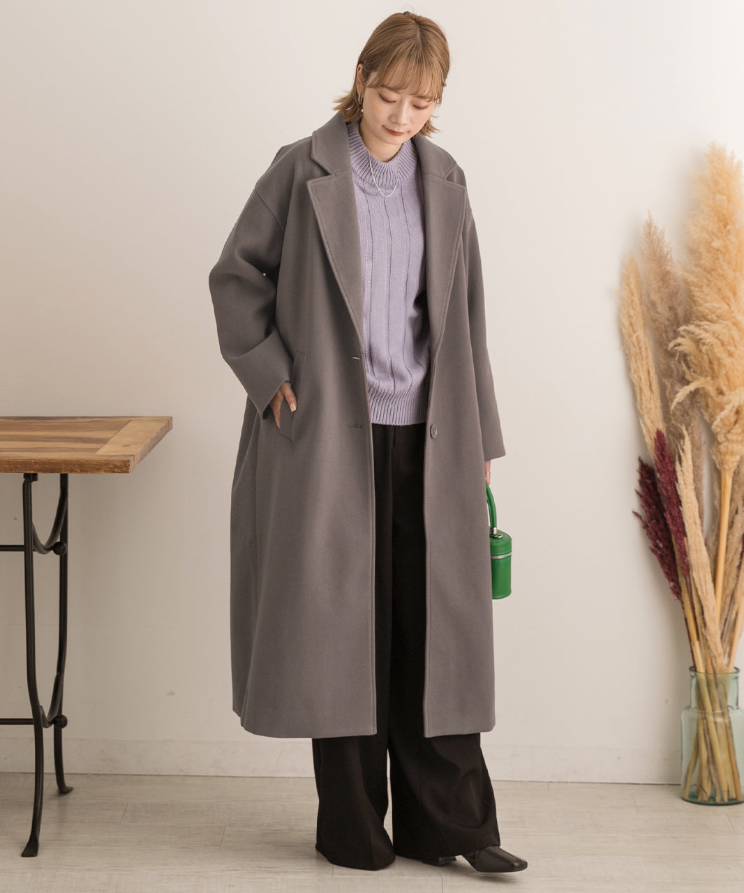アドティエ ad thie ウールタッチ チェスターロングコート 秋服 秋 冬服 冬